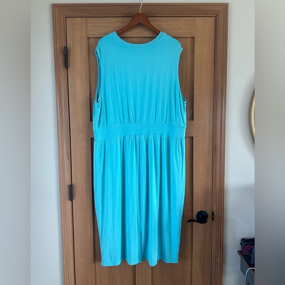 Athleta Teal Blue Santorini Cinch Sleeveless Midi Dress Robe Women's Size 2X - Picture 6 of 12